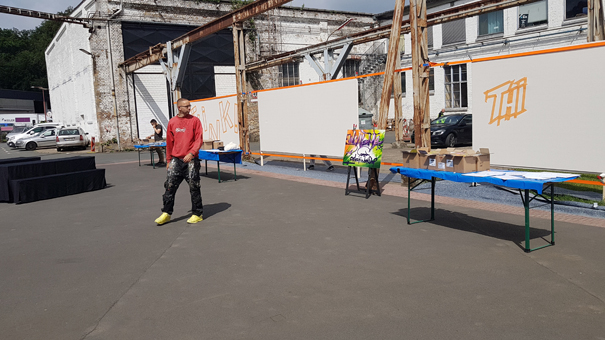 Graffiti Urban Art Spray Event for Dimension data meeting at Kommune2010, Offenbach 2018.