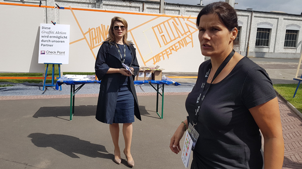 Graffiti Urban Art Spray Event for Dimension data meeting at Kommune2010, Offenbach 2018.