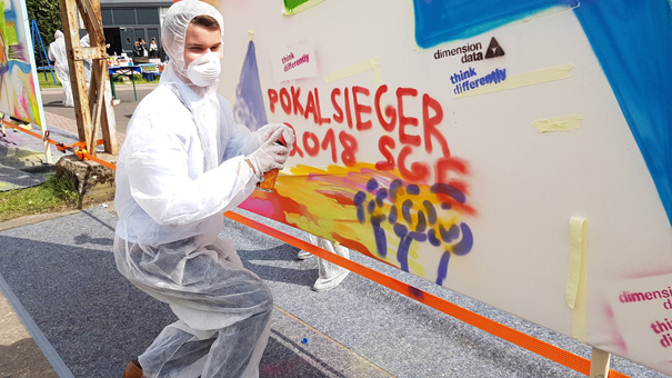 Graffiti Urban Art Spray Event for Dimension data meeting at Kommune2010, Offenbach 2018.