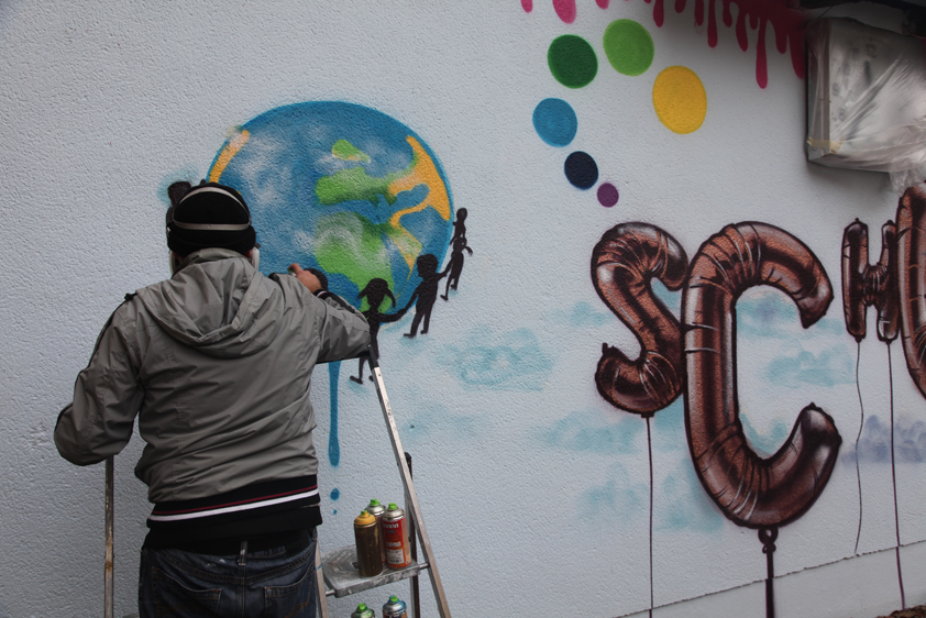 Montessori Zentrum Hofheim Schulhof Graffiti Workshop 2020