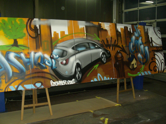 Nissan Qashqai Launch Live spraycan art/Urban Art Graffiti Workshop at Car shops in Germany 2007