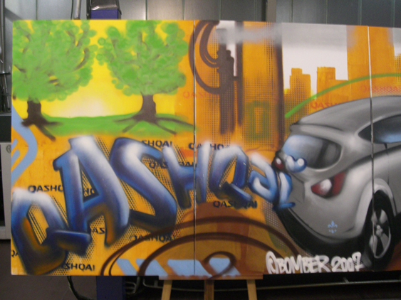 Nissan Qashqai Launch Live spraycan art/Urban Art Graffiti Workshop at Car shops in Germany 2007