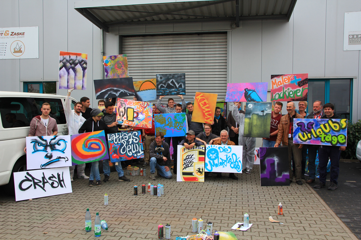 IG Bau Malerinnung Graffiti Workshop mit Malerazubis 2015