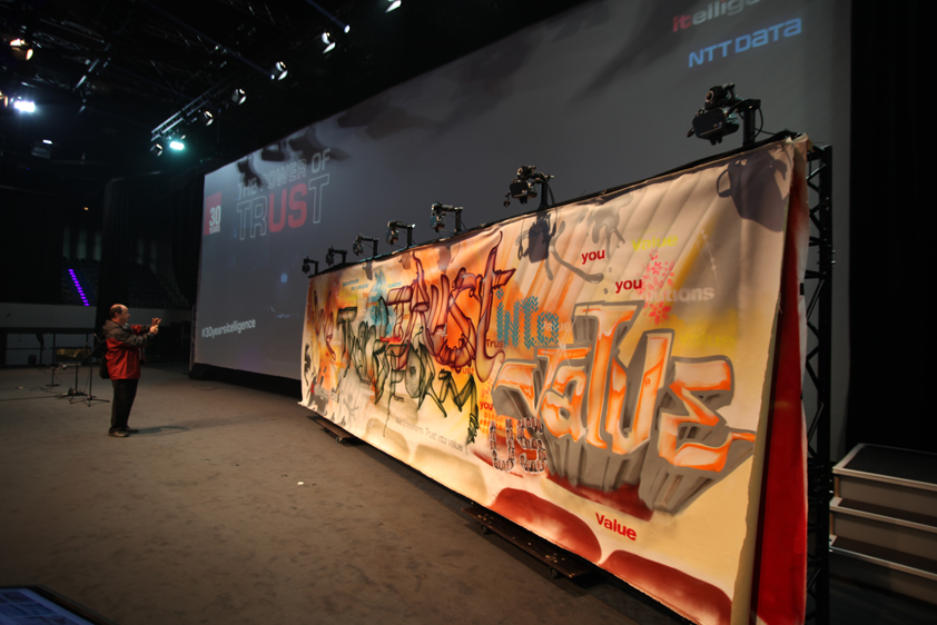 Live Graffiti Art for 30th anniversary itelligence Mitsubishi hall, Düsseldorf, Germany 2019.