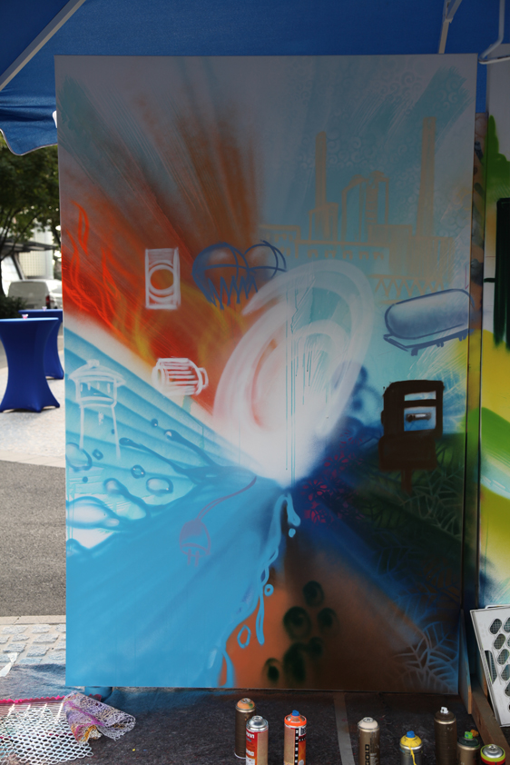 Live Graffiti Urban Art on canvas fo the employee party of Mainova 2018.