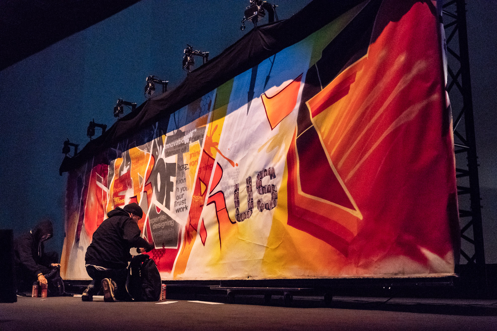 itelligence Graffiti Urban Art performance on stage, Mitsubishi hall Düsseldorf, germany 2019