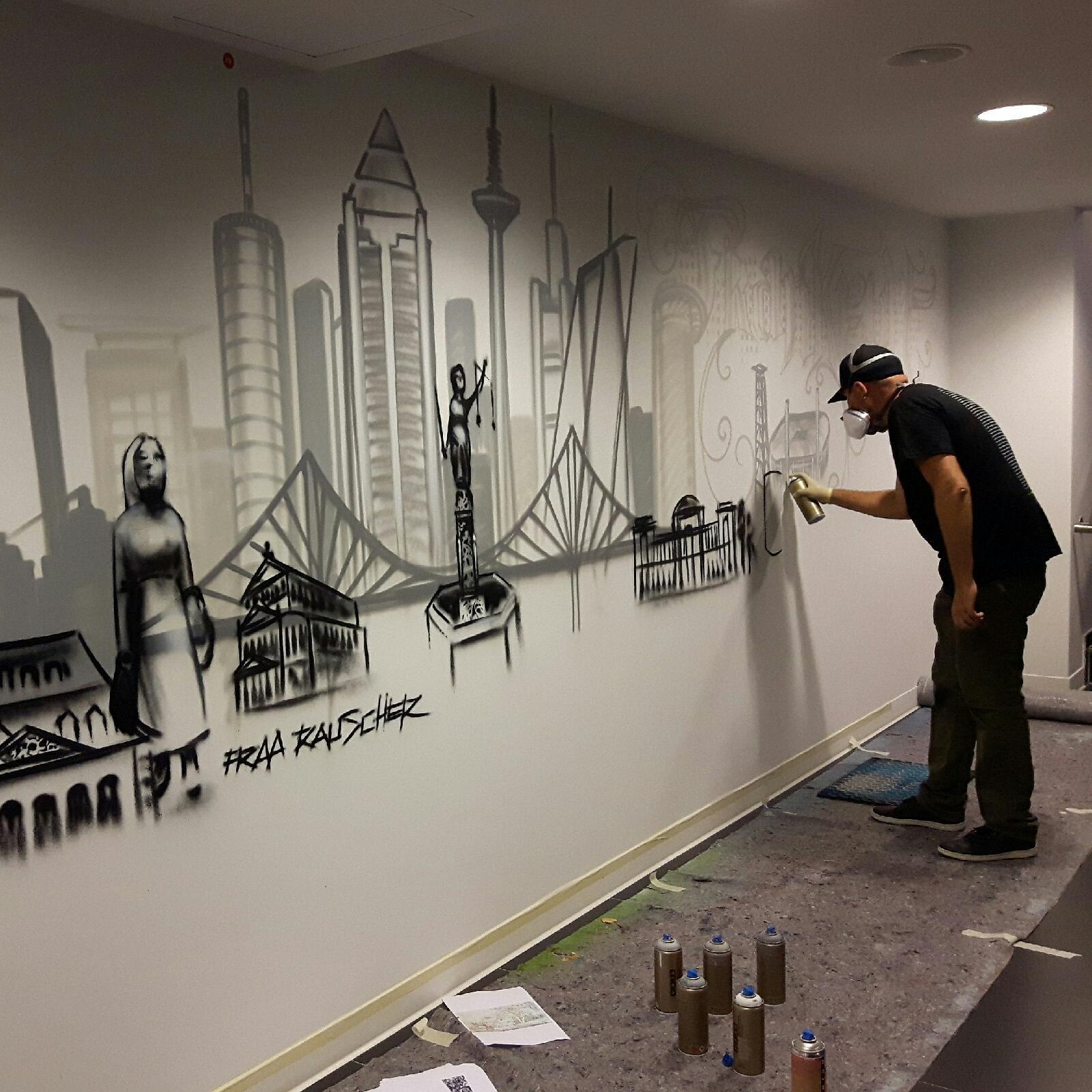 Grand Opening Innside Ostend by Melia Live Urban Art Spray Event Skyline Frankfurt Topics 19.10.2017