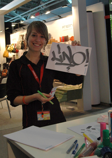 Live Graffiti your name at fair Paperworld, Frankfurt 2009