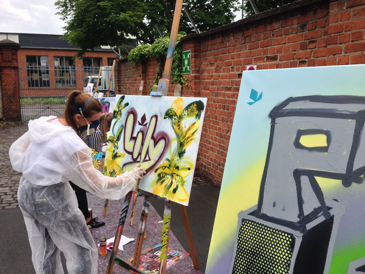 Graffiti Urban Art Spray Workshop Patrizia AG, Klassikstadt Frankfurt, 2019