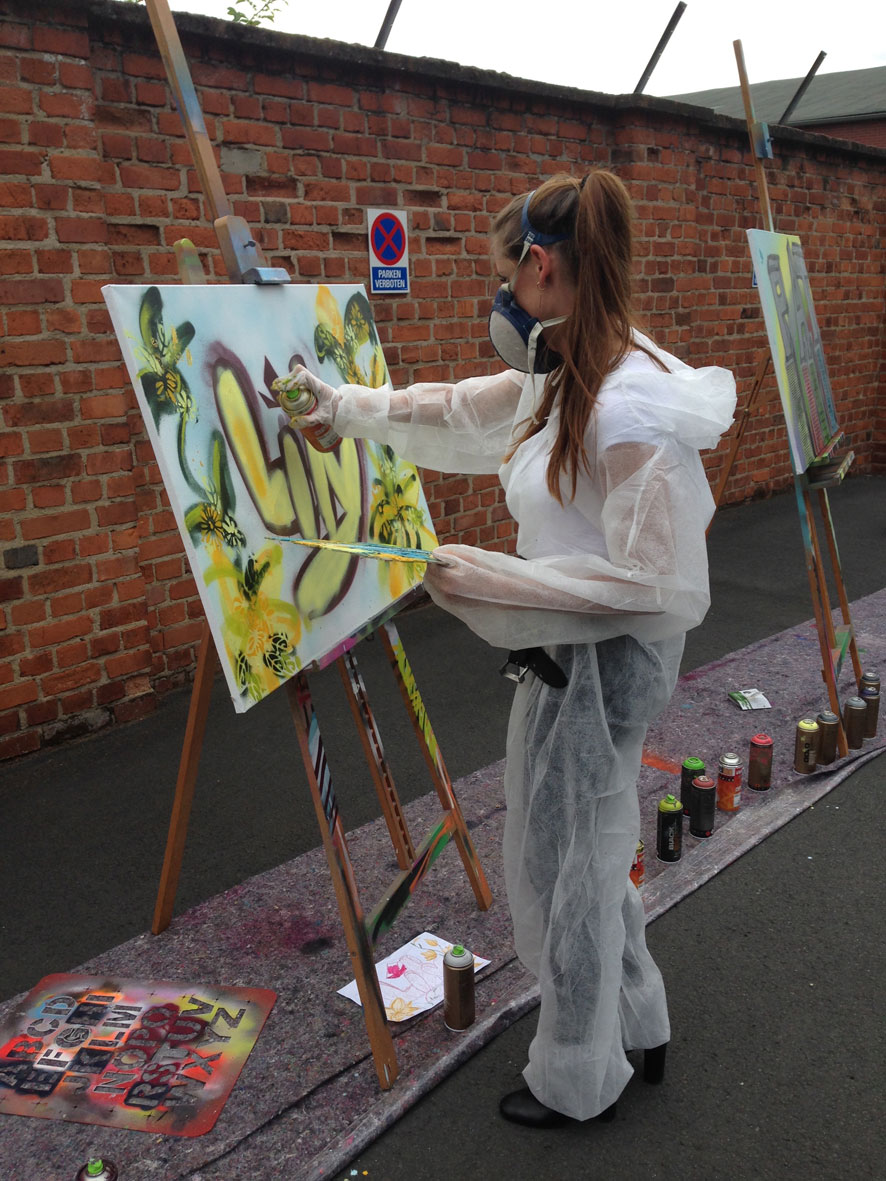 Graffiti Urban Art Spray Workshop Patrizia AG, Klassikstadt Frankfurt, 2019