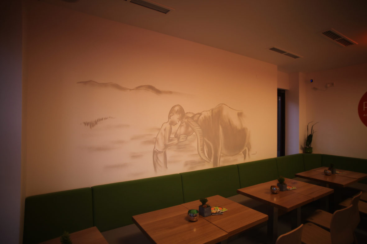 Wandgestaltungen im Pi-Nong Thai Restaurant, Frankfurt Nordend, 2019