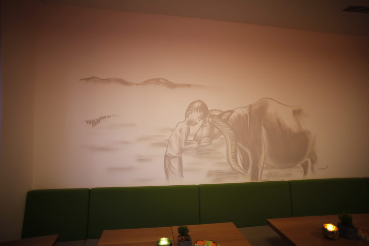 Wandgestaltungen im Pi-Nong Thai Restaurant, Frankfurt Nordend, 2019