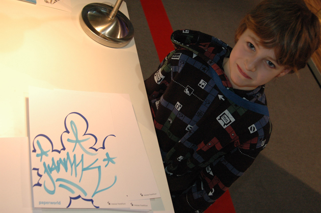 Live Graffiti your name at fair Paperworld, Frankfurt 2007