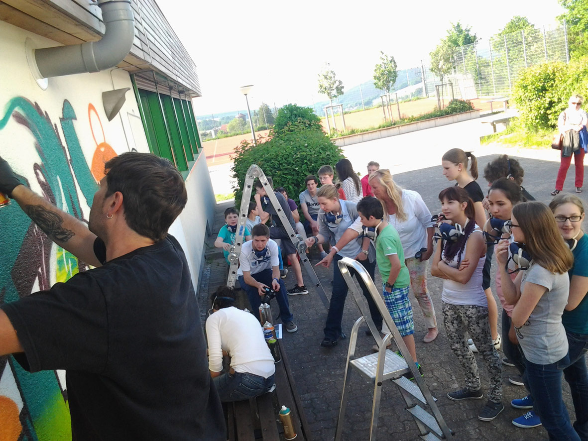 Graffiti Art Workshop an der IGS Oberzent Schule Beerfelden, zusammen mit WOW123, 2013