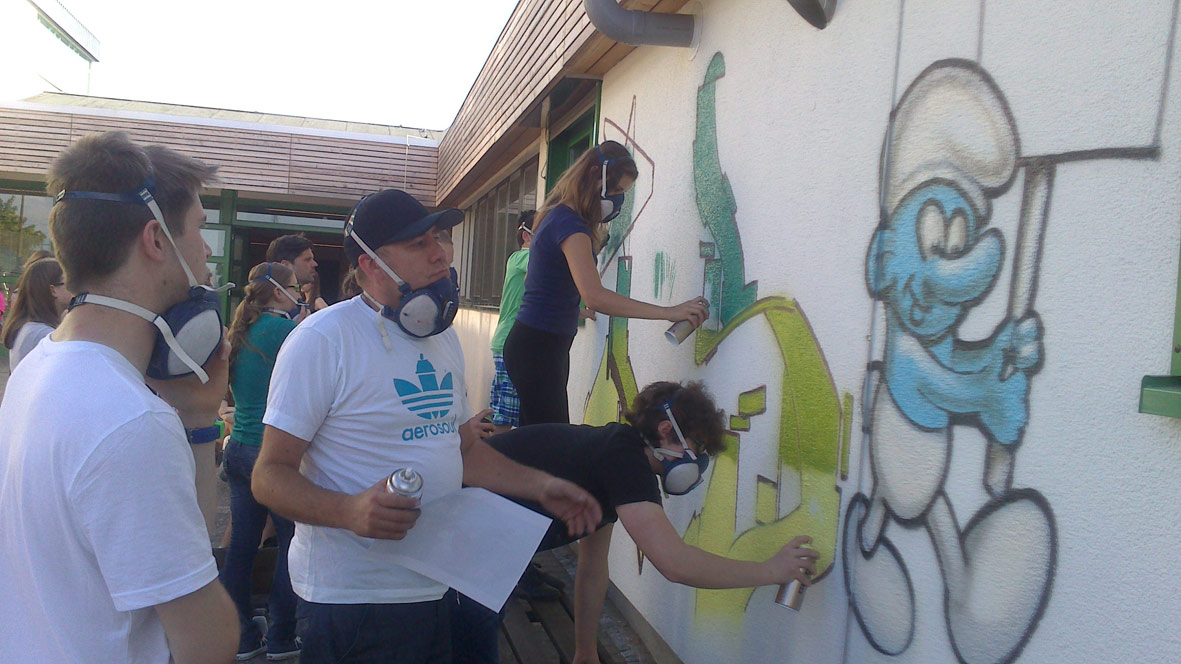 Graffiti Art Workshop an der IGS Oberzent Schule Beerfelden, zusammen mit WOW123, 2013